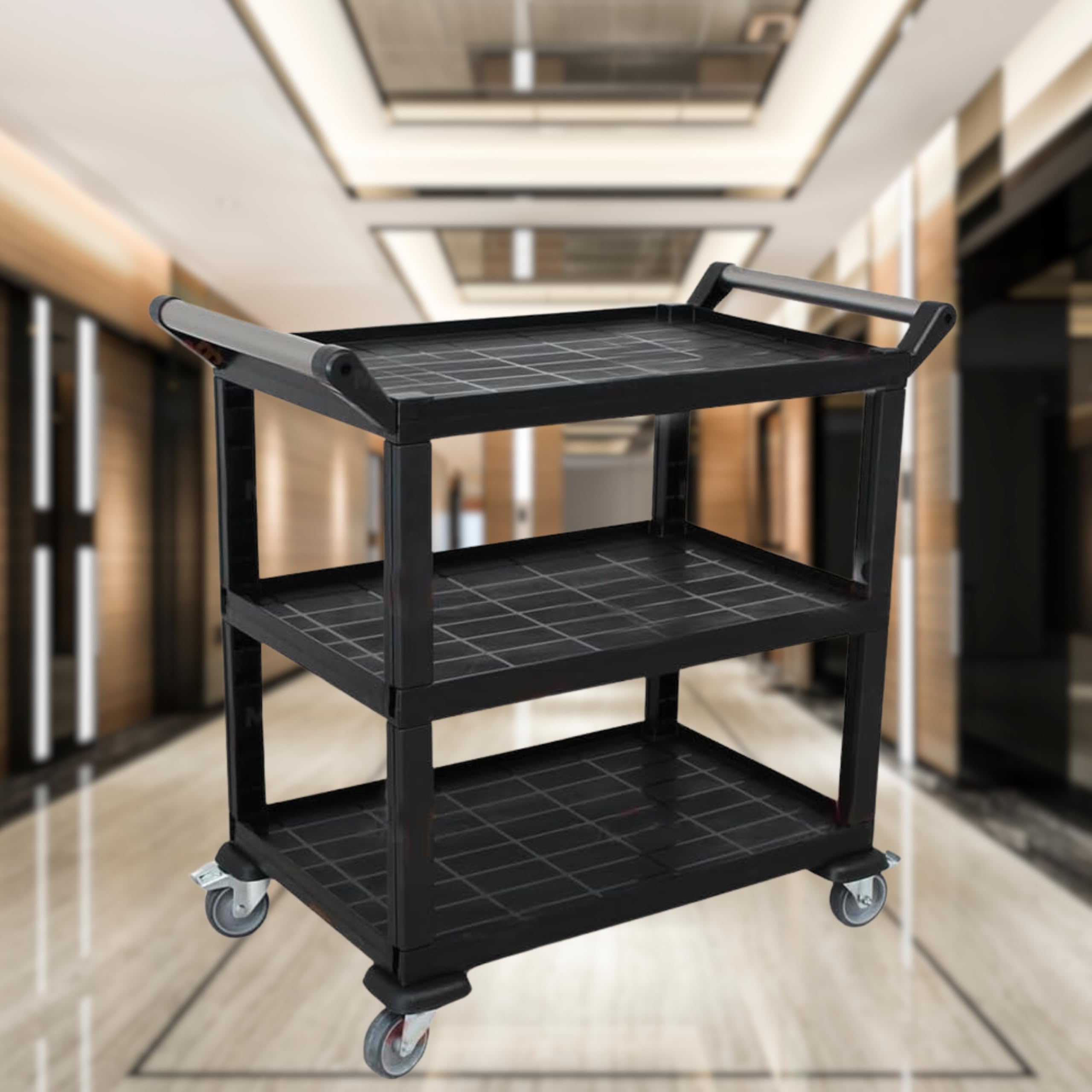 Carro De Servicio De 3 Niveles - Carrito Auxiliar Con Ruedas Para Cocina, Hostelería Y Hogar - Capacidad De Carga De 70 Kg Por Estante, Fácil Limpieza, Montaje Rápido, Material Resistente De Polipropi