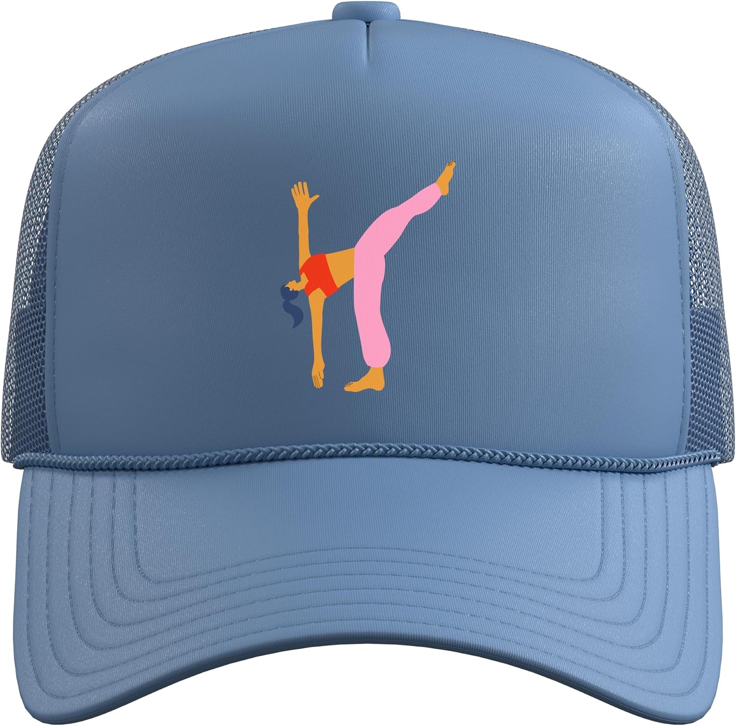 Yoga Woman Balance Pose Leg Stretch Asana Exercise Fitness Trucker Hat with Adjustable Mesh Back image 2