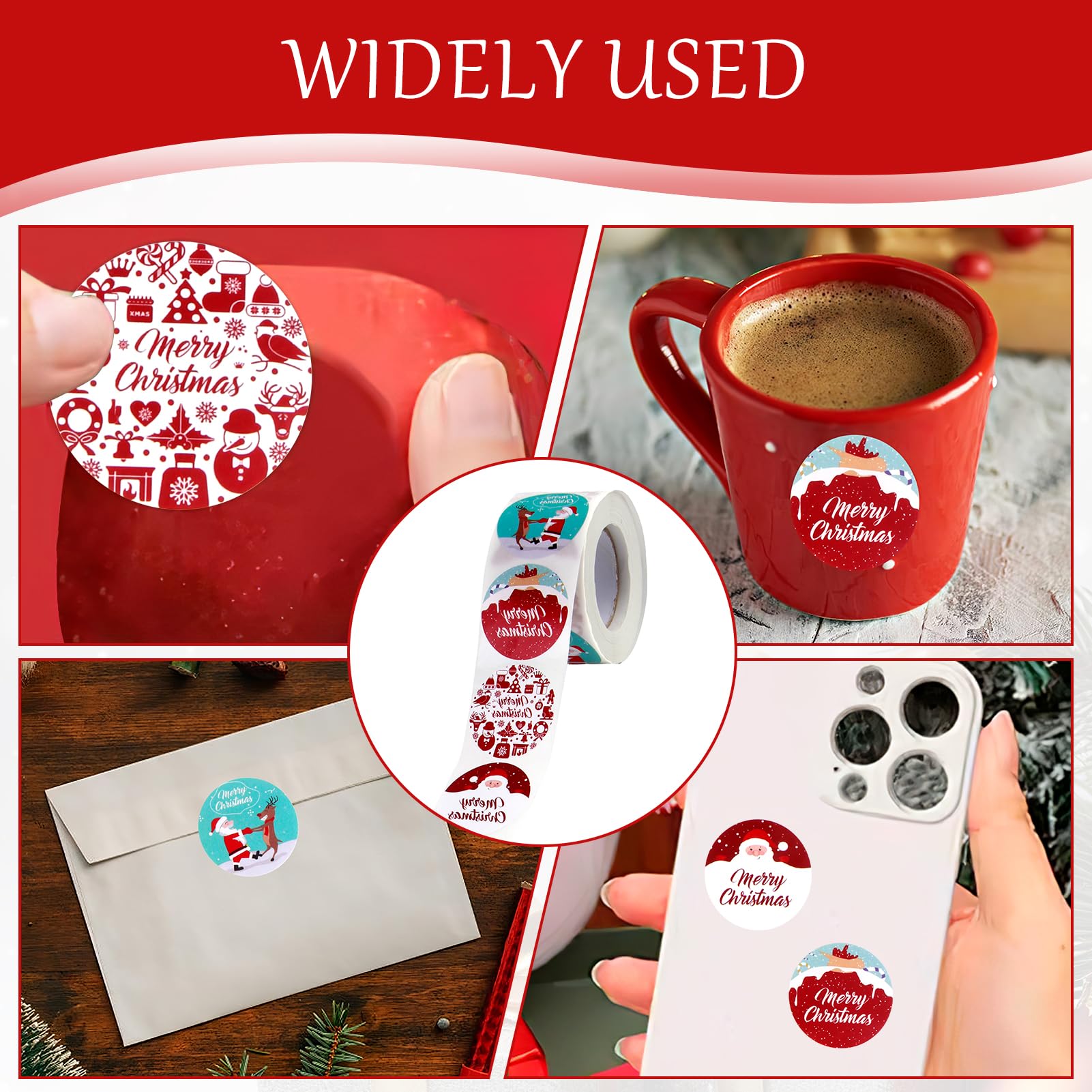 Frohe Weihnachten Aufkleber – Personalisierte Etiketten Selbstklebend – Runde Sticker Für Geschenke, Karten & Verpackungen – Weihnachtssticker Mit Wunschtext – 24,15,12,6 Stück A4-Bogen
