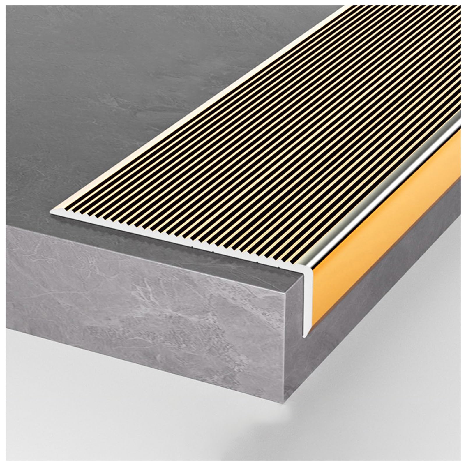 LXLZYXSF Aluminum Stair Nosing 10cm Extra Wide Stair Edge Trim, Stair Edging Non-Slip Steps Treads, 39in 41in 43in 45in 47in 49in 50in 52in 54in 56in 58in L(Gold A WxH-10x2cm,L-77/196cm) — image 1