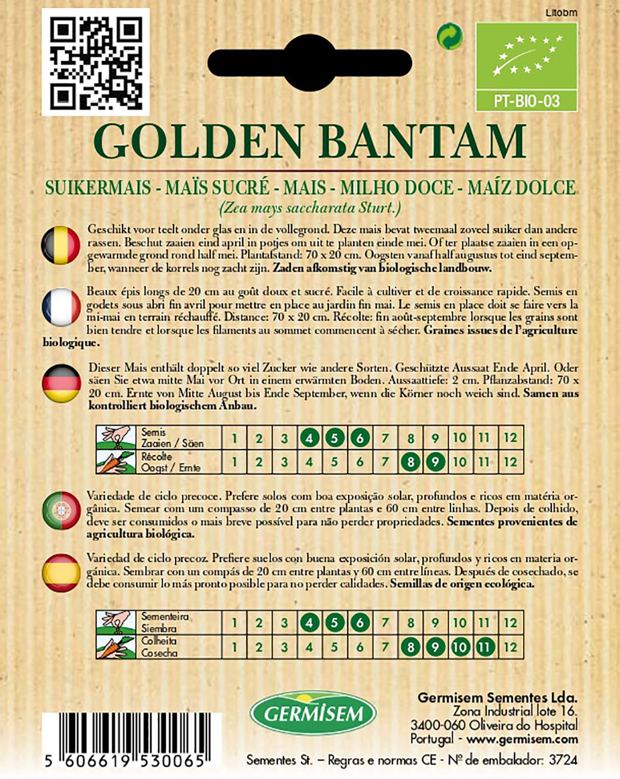 Germisem Golden Bantam Semi di Mais Dolce 10 g & Biologico Golden Bantam Semi di Mais Dolce 7 g