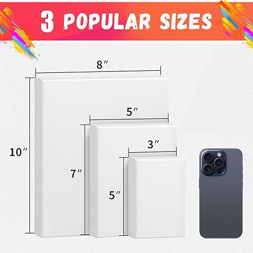 Miniatura 81 de FIXSMITH Lienzo estirado de 6 x 8 pulgadas, paquete de 12 lienzos blancos en blanco para pintar, imprimado, 100% algodón, perfil de 5/8 pulgadas