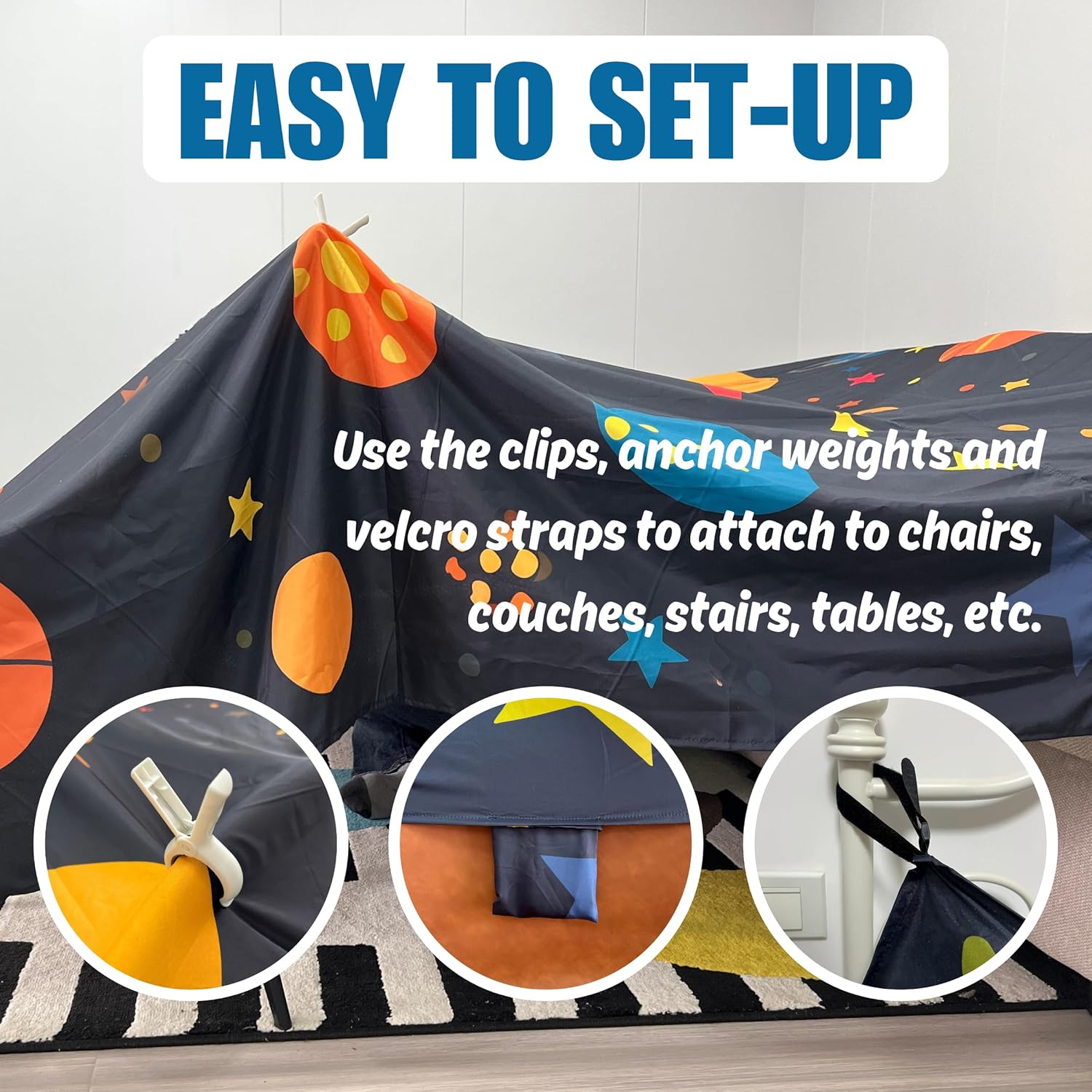 Magic Fort Building Kit for Kids - Large Lightweight Blanket Fort Making Kit Clips with CPC Certification - Portable Playhouse Play Tent Fort - Indoor/Outdoor Girls/Boys Toys Ages 4-5 6 7 8-12