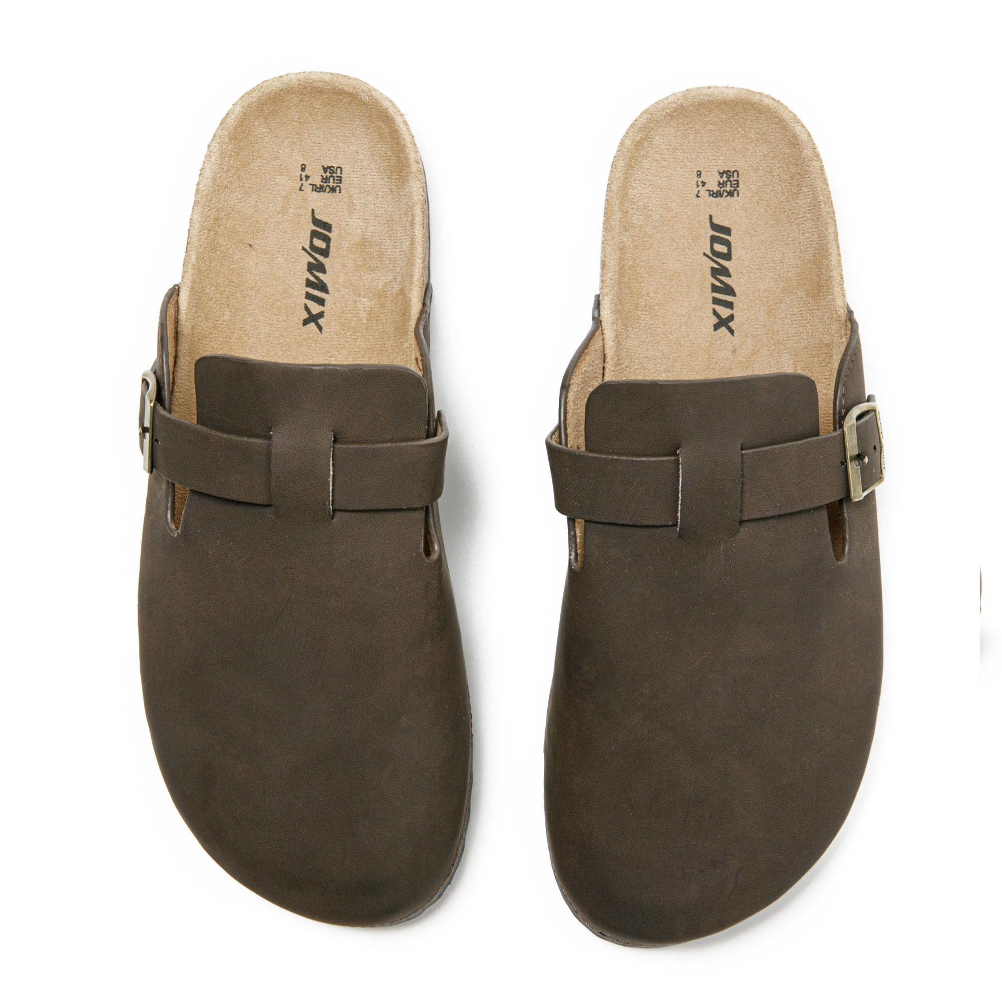 JOMIX Zuecos Hombre con Hebilla Elegante Zapatillas Casa Calzado con Suela de Corcho Ligero, Flexible y Cómodo