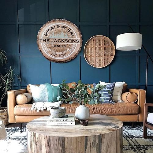 Miniatura 5 de Custom Wood Name and Welcome Sign, Personalized Gifts, Realistic Tree Slice Appearance Printed on MDF,