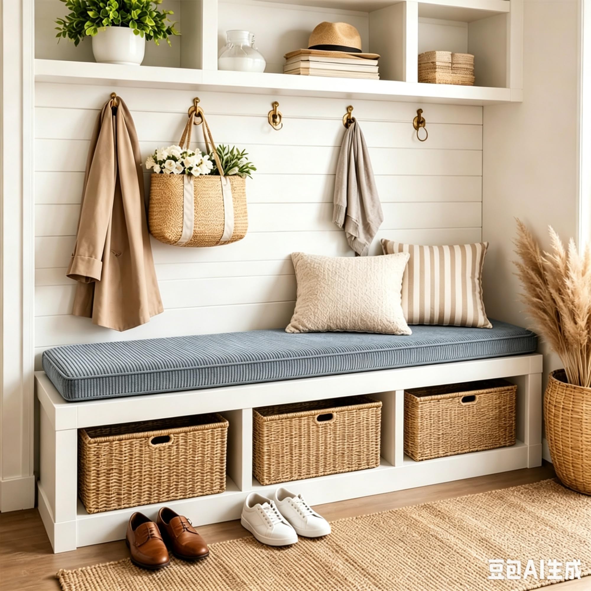 Cuscini Imbottiti per Panche Antiscivolo con Fibbia, Rimovibile Lavabile | Cuscino per Panchina,Velluto Coste Adatta Giardino Cucina Terrazzo Balcone Interno ed Esterno(Blu,200x55x5cm)