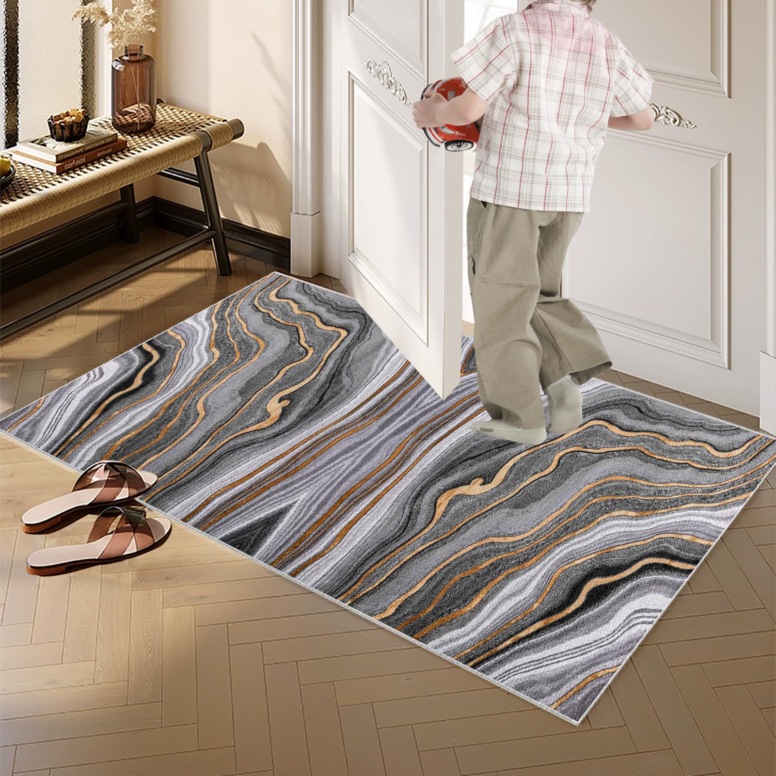 Dywan do przedpokoju długi 110 x 200 cm antypoślizgowy dywanik chodnik dywaniki nadające się do prania dywan kuchnia chłonny zmywalny dywan przedpokój wejście do korytarza kuchnia drzwi salon