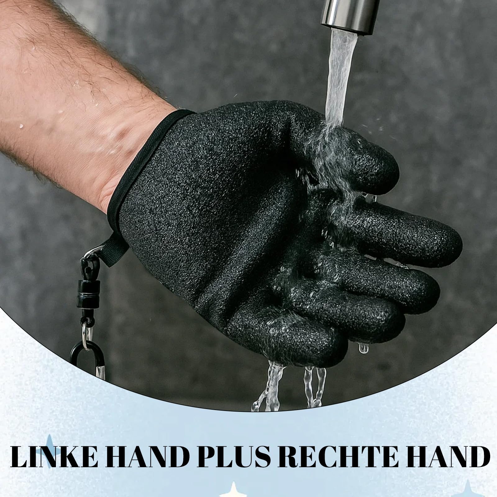 Angelhandschuhe, Landehandschuh Hecht, 1 Paar Handschuhe mit 2 Magnetischen Haken Angelzubehör, Angel Handschnuhe, Wasserdicht, Bissfest und Rutschschutz für Hecht, Zander, Wels, Raubfische