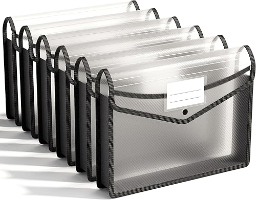 ABC life Paquete de 6 carpetas de archivos expansibles de plástico, carpetas para documentos con cierre a presión, soporte organizador de carpetas