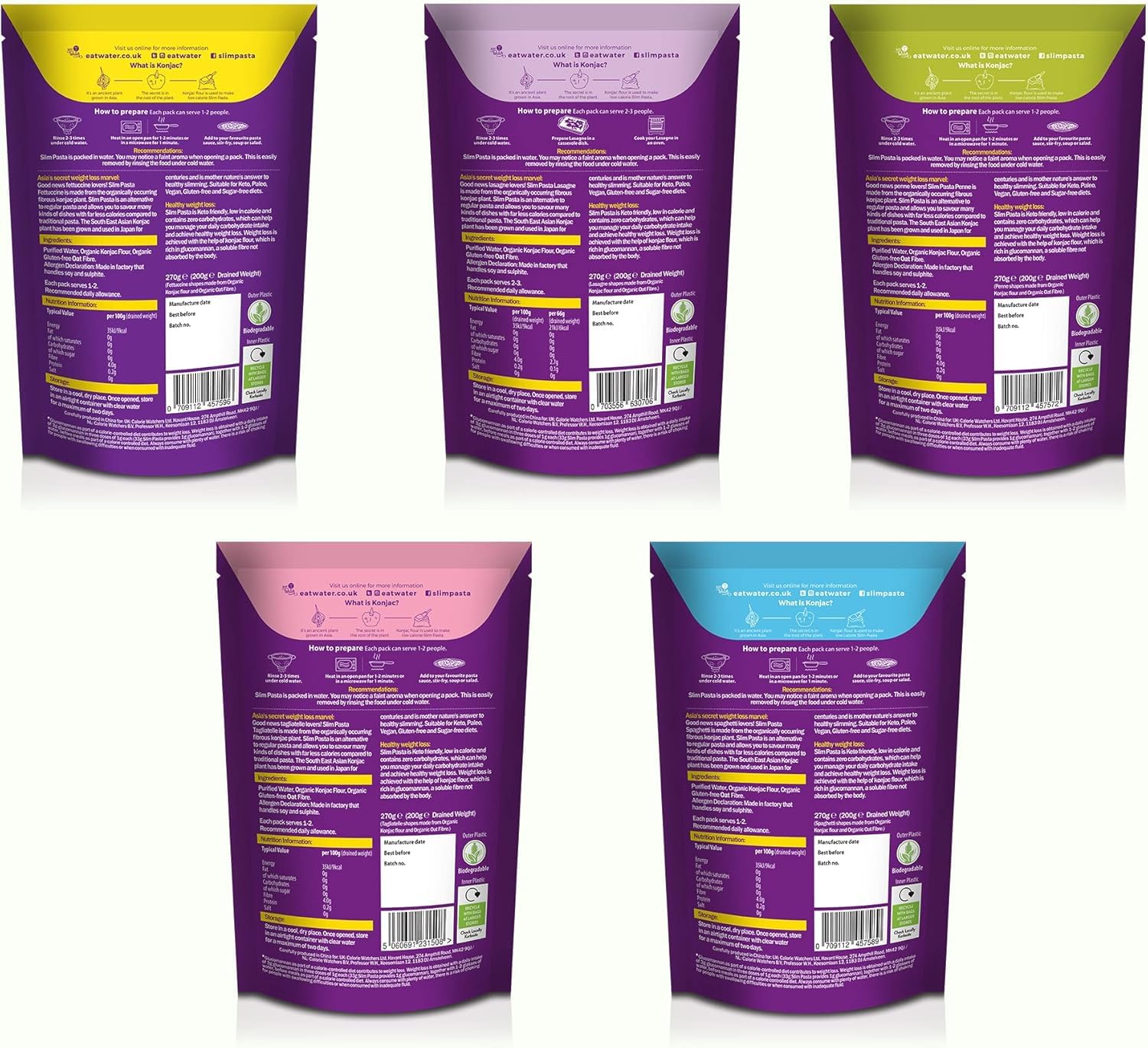 Eat Water Fideos delgados de 200 g (paquete de 12)