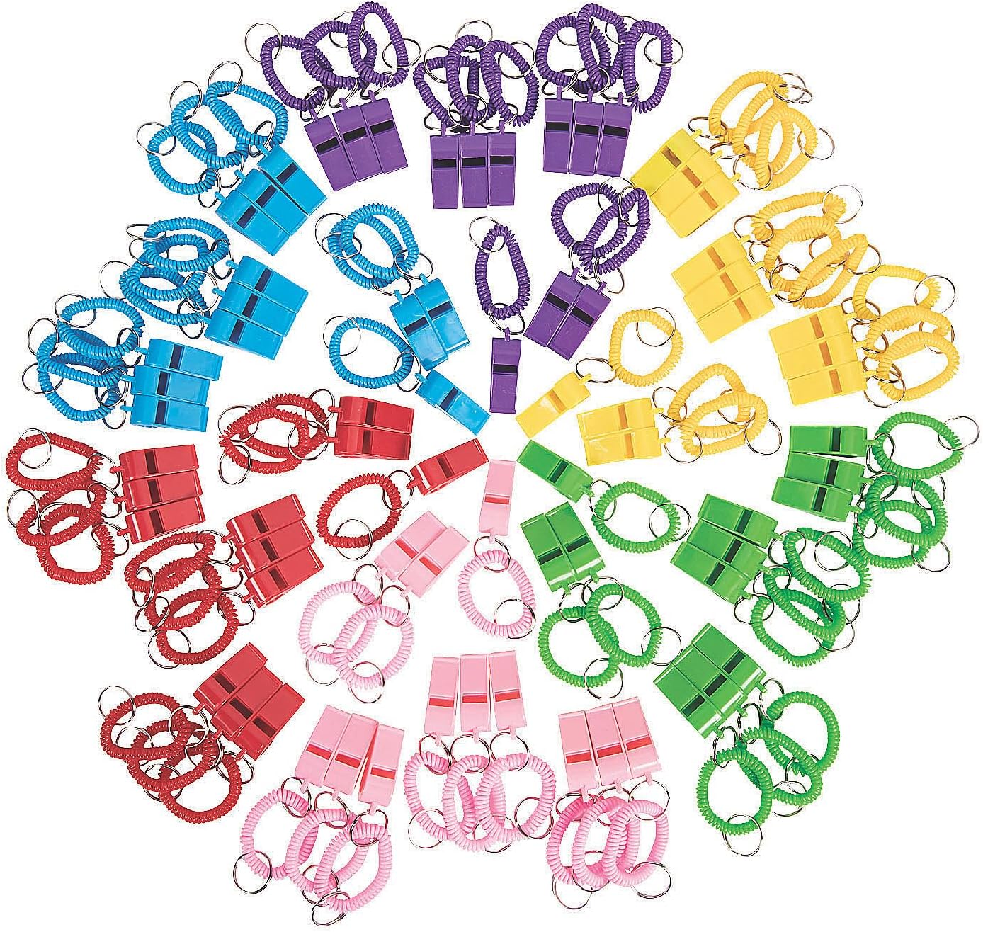 Fun Express Bulk Whistle Expandable Keychains - Apparel Accessories - 72 Pieces