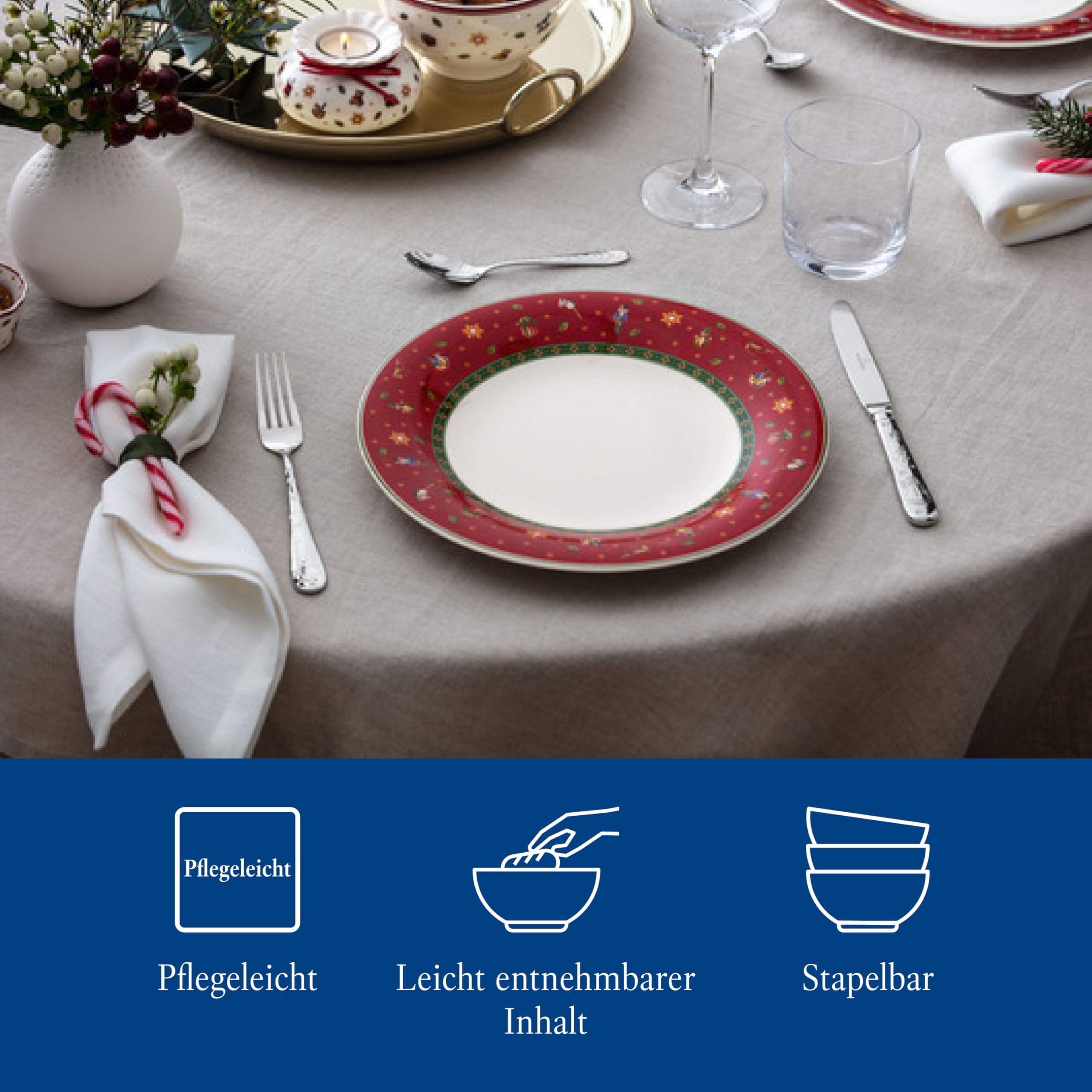 Villeroy & Boch – Toy's Delight Specials talerz płaski, duży talerz z motywem bożonarodzeniowym, talerz porcelanowy, naczynie świąteczne, można myć w zmywarce, można używać w kuchence mikrofalowej