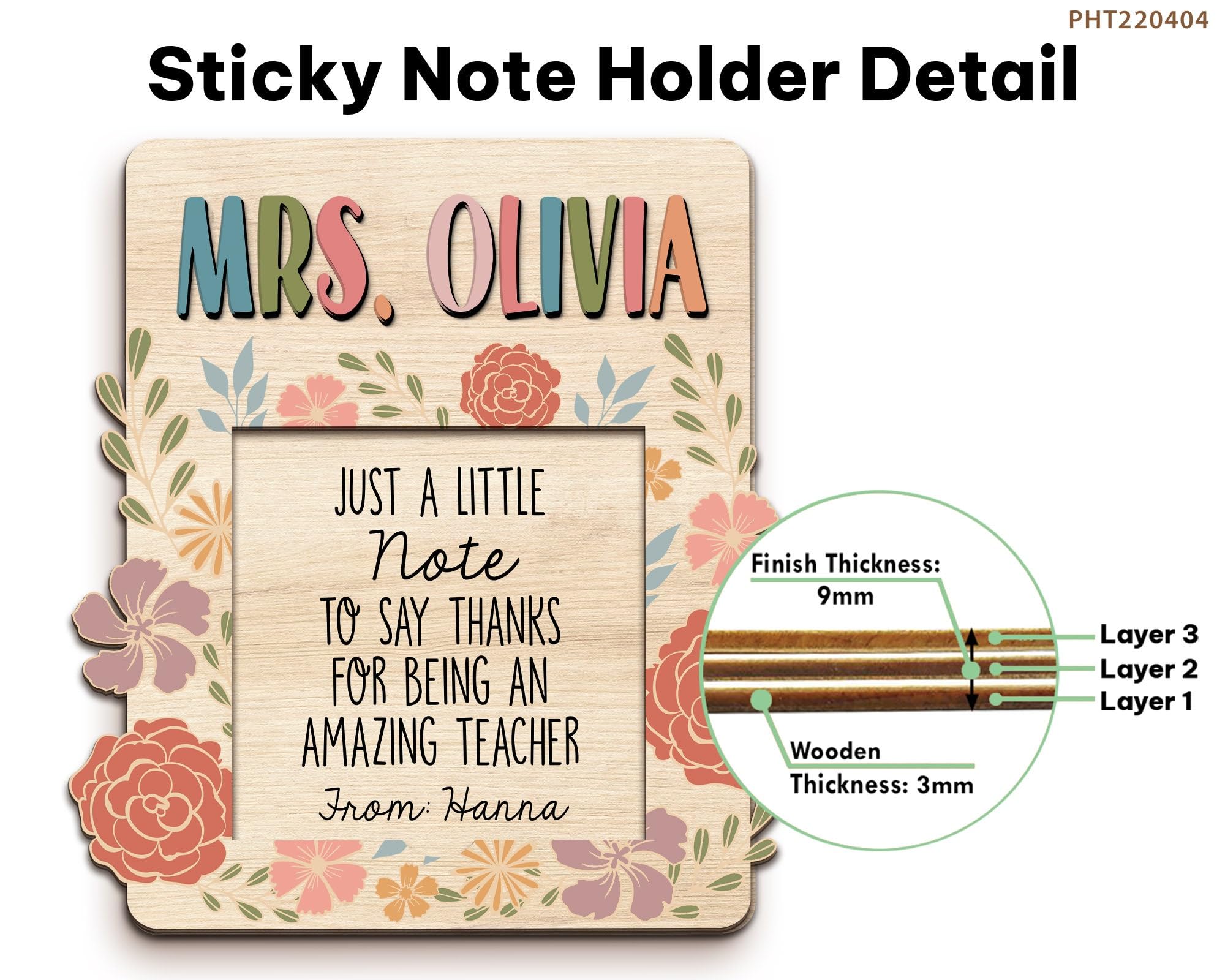 Custom Teacher Sticky Note Holder - Personalized Note Pad Stand for Teacher Appreciation Week, End of Year Gift from Students, Classroom Desk Accessory