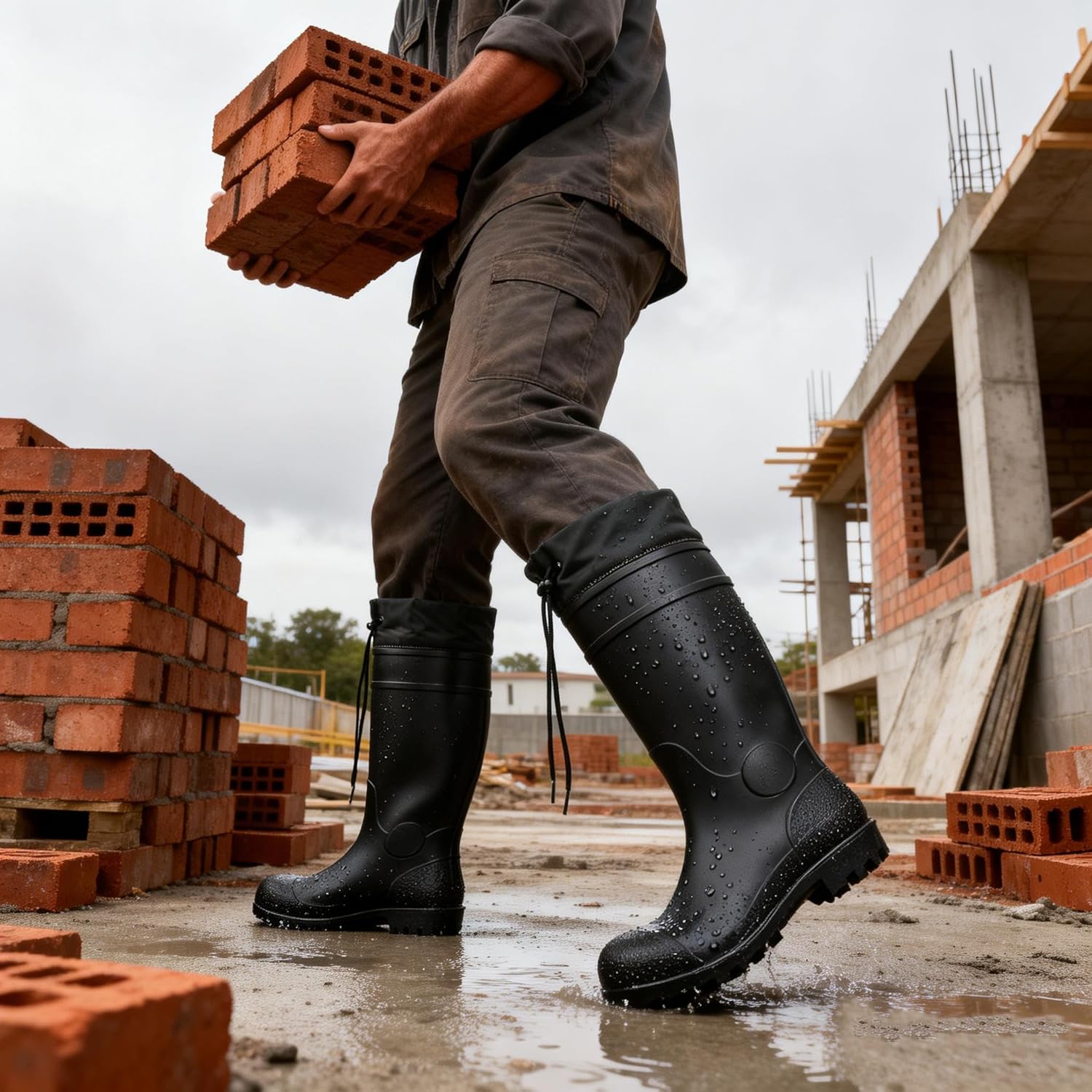 Rain Boots Knee High for Men Waterproof Boot with PVC Rubber Mud Boots Mens, Comfort Lightweight Gardening Fishing Shoes for Yard Farm Outdoor Work - Image 2