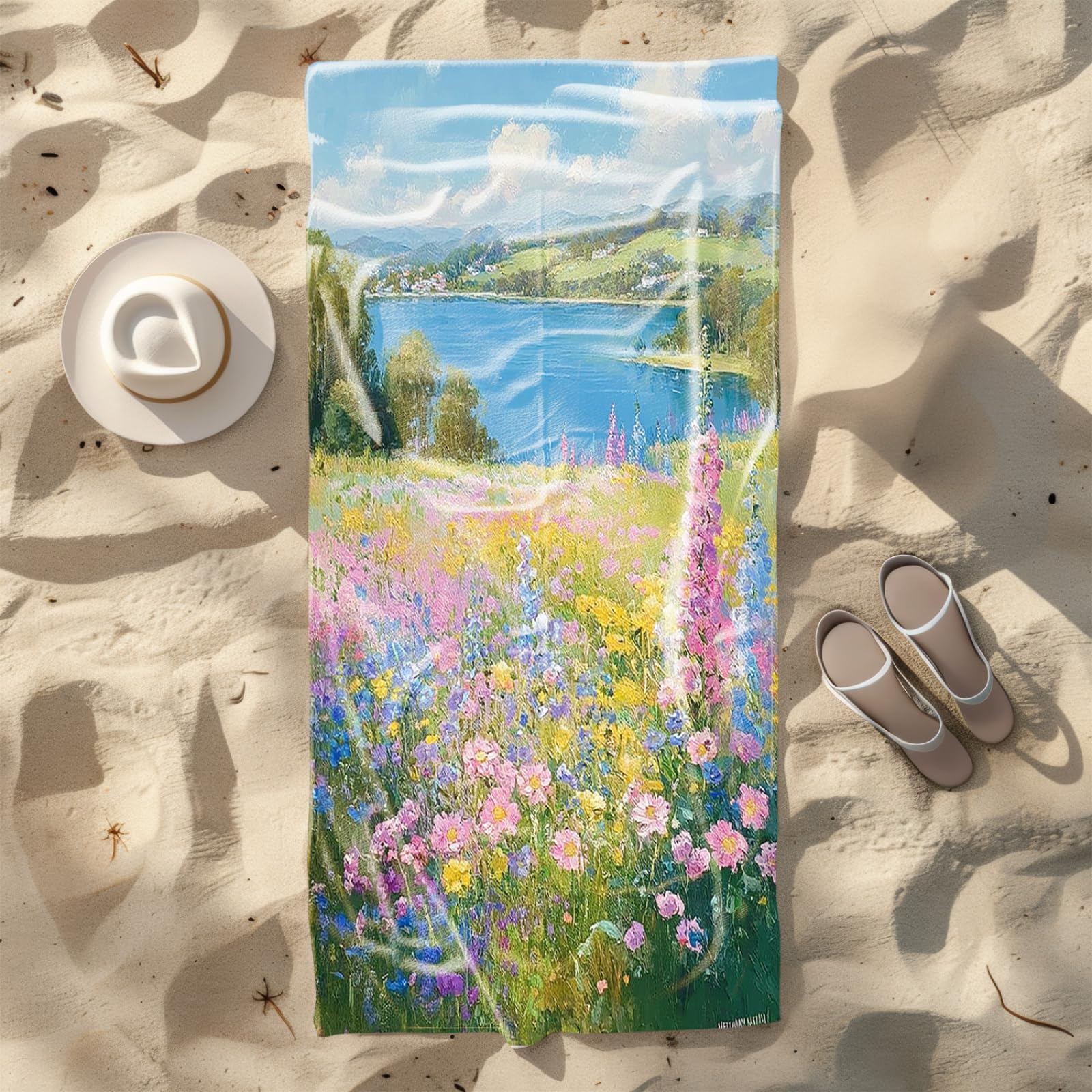 Telo Mare Microfibra 210x230 Fiume Blu Telo Spiaggia Grande Antisabbia,XXL Asciugamano Mare, Asciugatura Rapida, Stuoia Spiaggia Leggero E Portatile