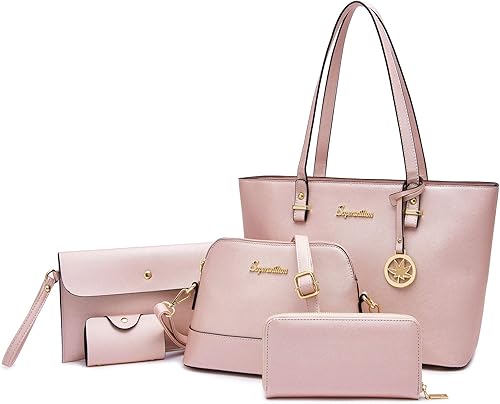 Soperwillton Bolso de mano para mujer, cartera, bolso de mano, bolsas de hombro, asa superior, bolsa de 5 piezas