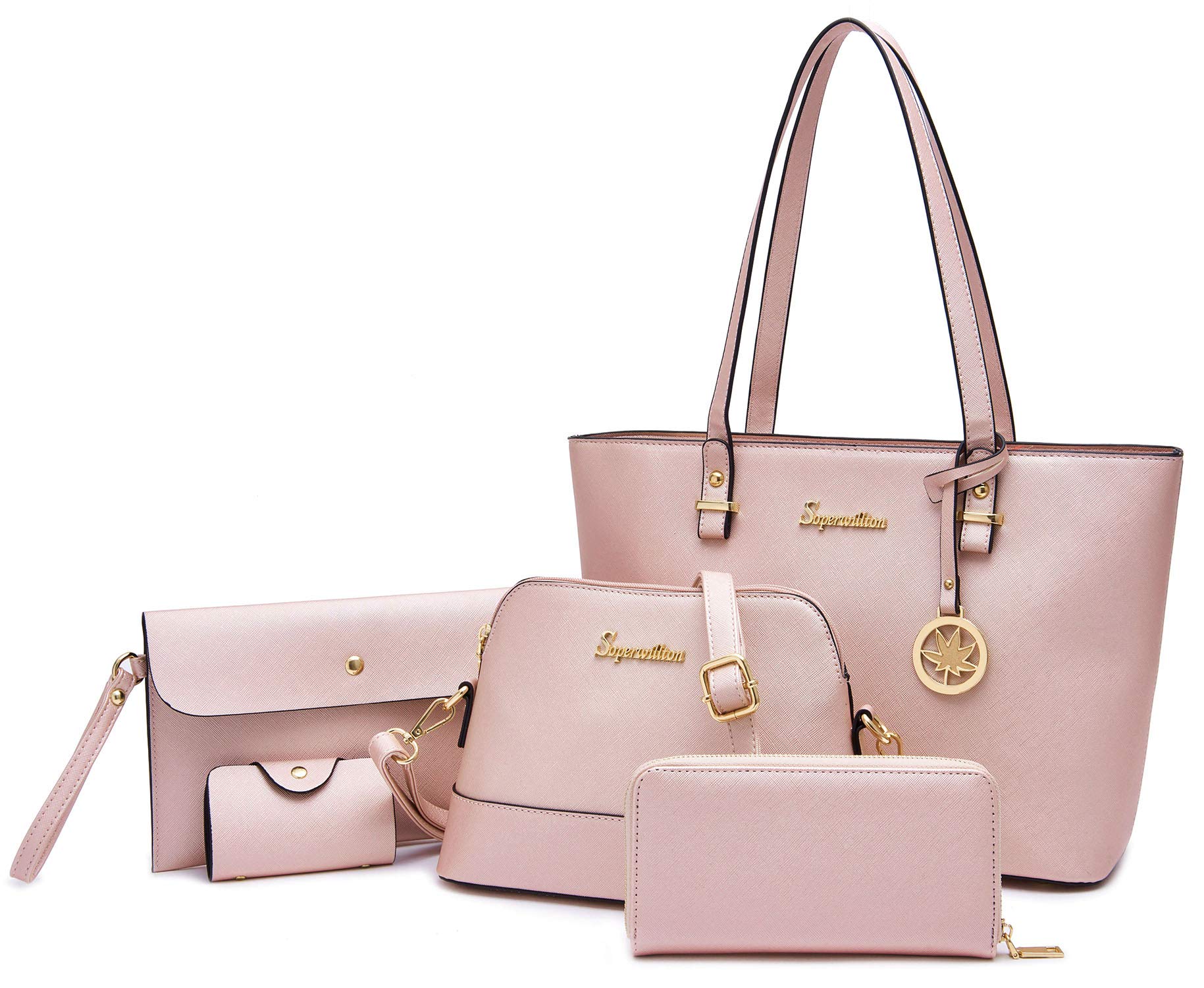 Soperwillton Women's Soperwillton Handbags and Purses for Women Shoulder Tote Bags Top Handle Satchel Purse Set Totes