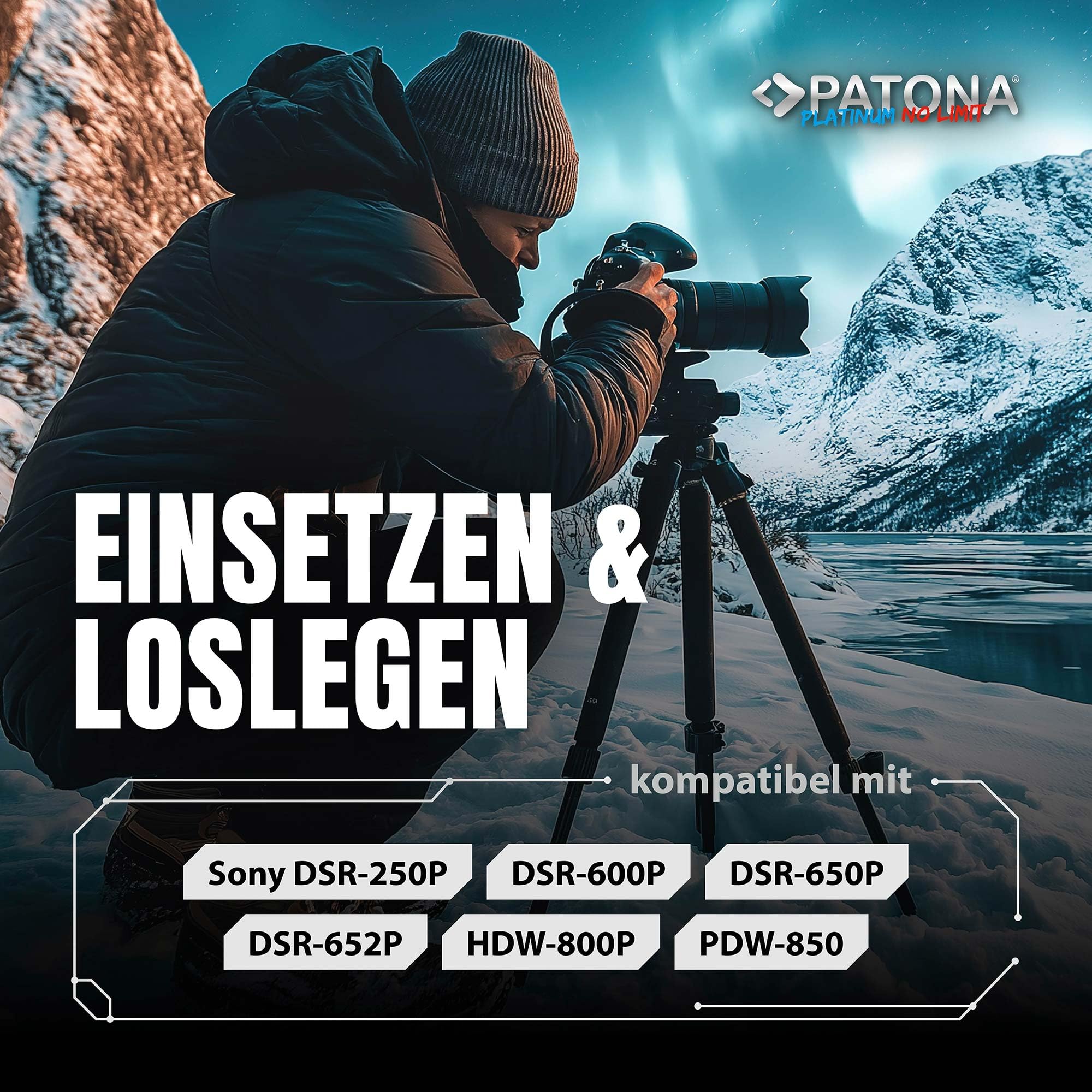 PATONA Platinum Nano V95 V-Mount Akku 95Wh 14,8V 6400mAh mit D-Tap & USB – ersetzt Sony BP-L60 BP-GL95 BP-FLX75 – für DSR-600P 650P, HDW-800P, PDW-850 – kompakte Dauerenergie für Kamera-Rigs