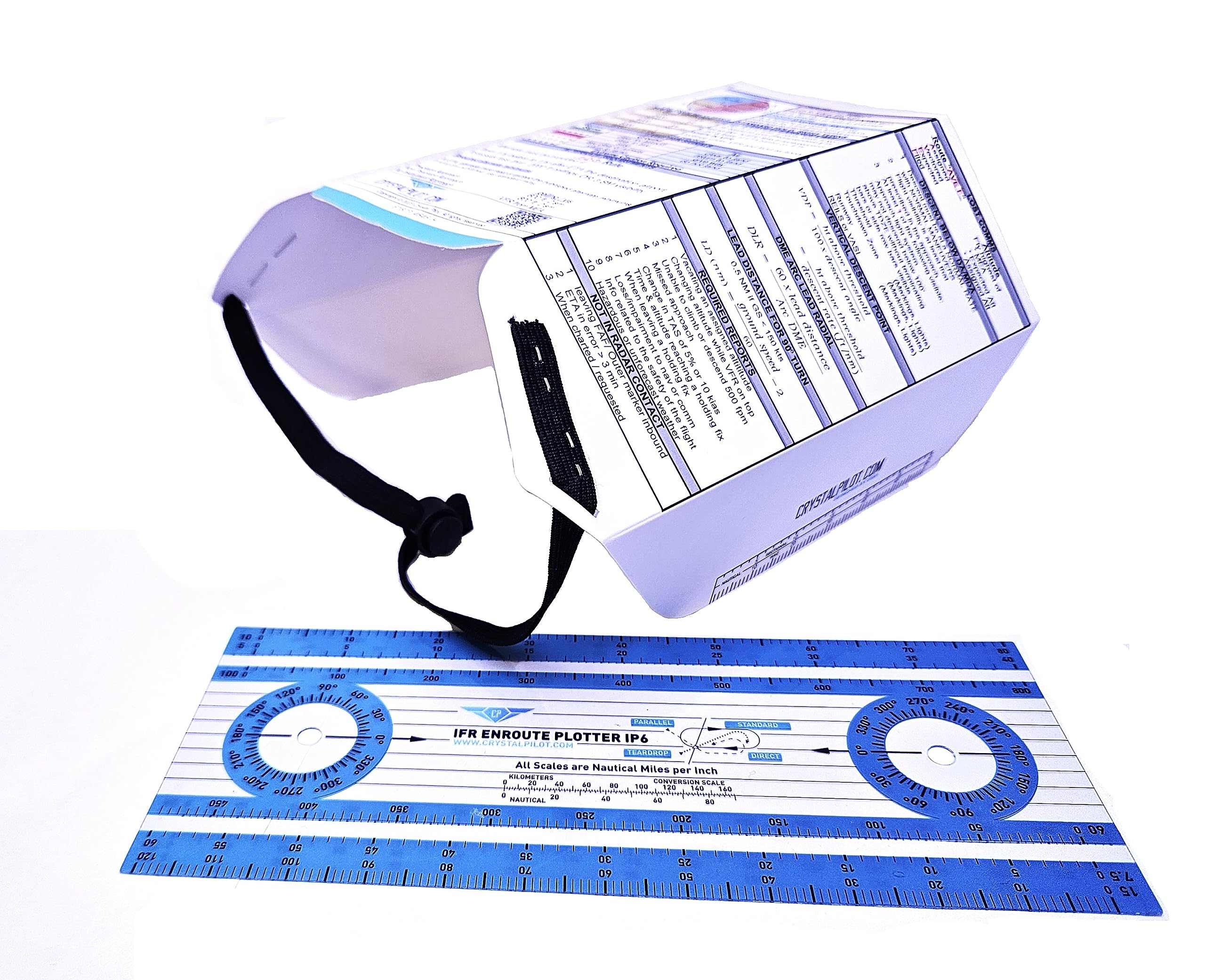 Crystal Pilot IFR Hood/View Limiting Device with IFR Cheat Sheet with Formulas and Sectional Scale & IP6 IFR Enroute Plotter