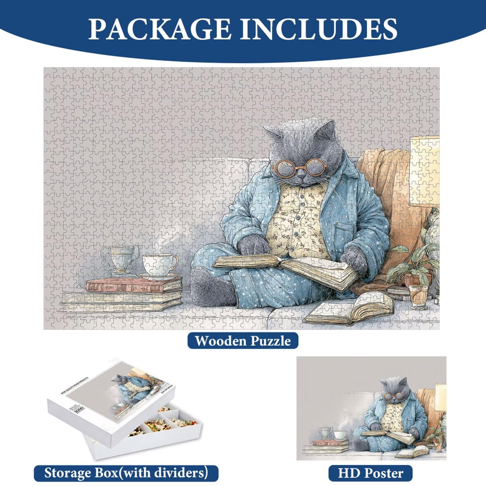 Puzzle 5000 elementów, kot i kreskówka trwałe drewniane puzzle 1T#1113