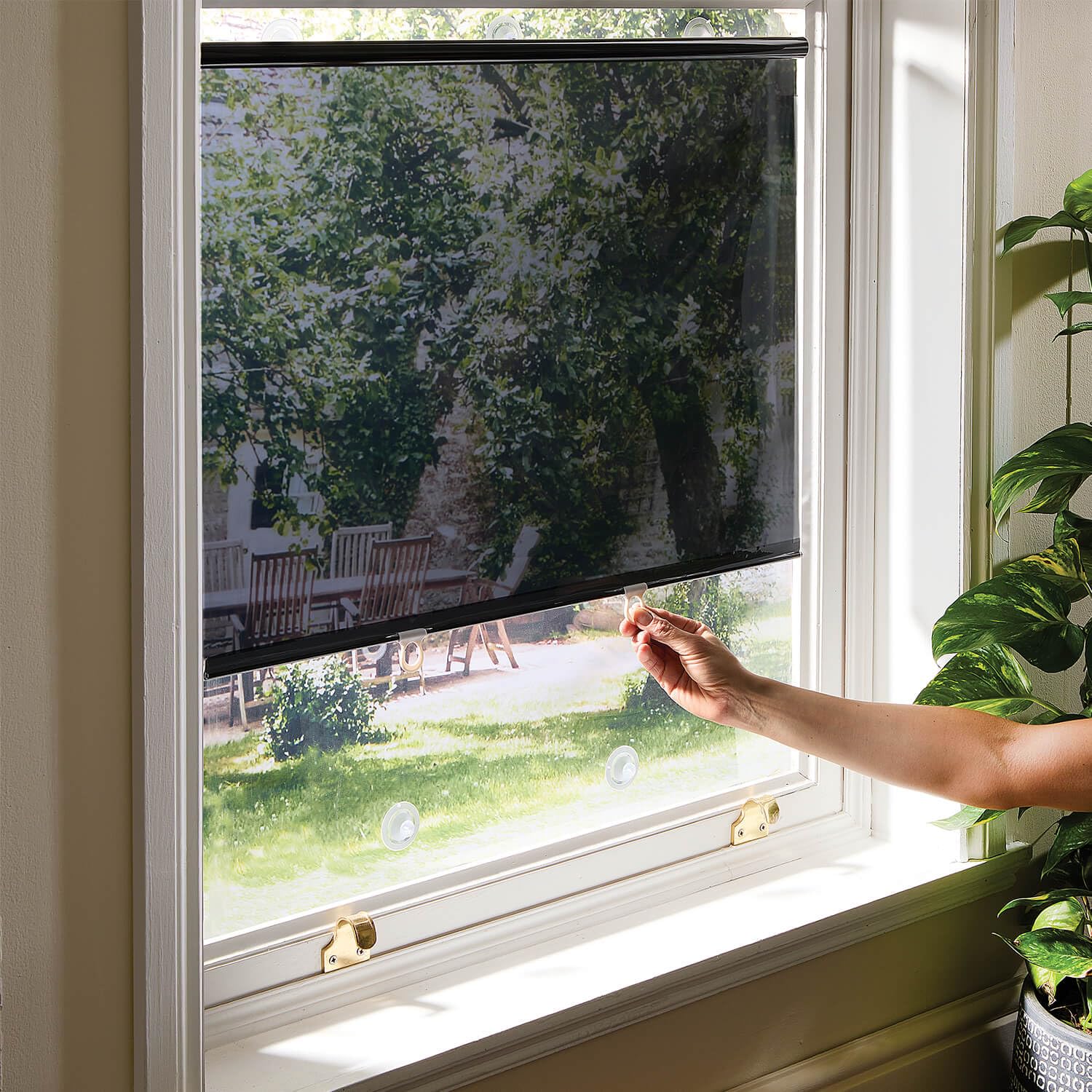 Coopers of Stortford - Suction Cup Sunscreen Roller Blind - UV Window Shade for Privacy & Glare Reduction, Easy Fit Blinds with Suction Cups - Retractable Blackout Blinds (150 x 72)