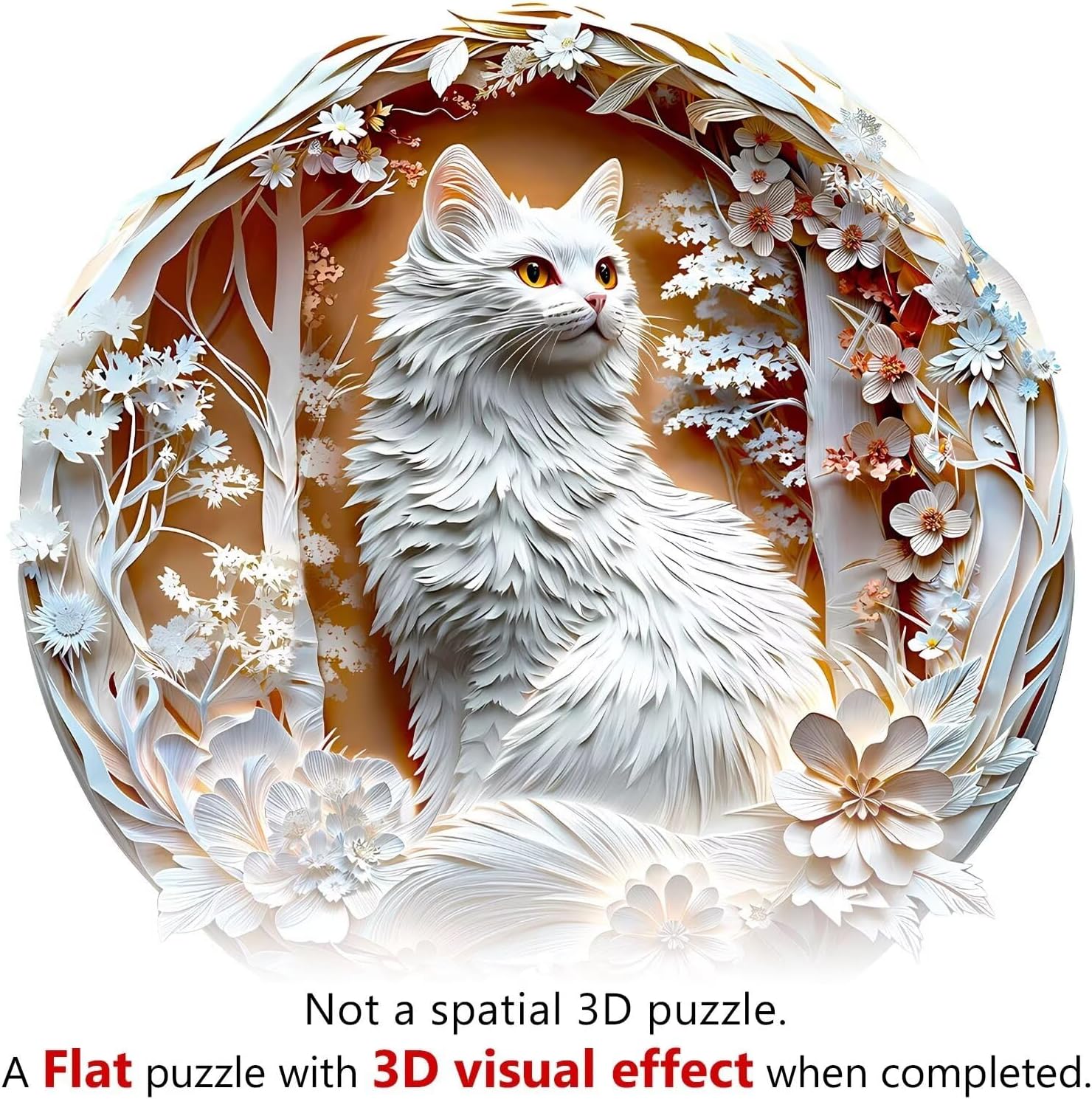 Wooden Puzzles Adults, 3D Cat Puzzle Wooden Puzzles 300 Pieces, Unique Animal Shaped Wood Challenging Jigsaw Puzzles Gifts for Adults,13.4x13.4in