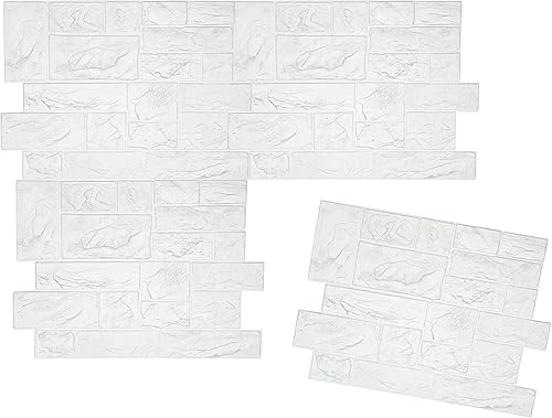 Miniatura 6 de Retro-Art Paneles de pared 3D, paquete de 6, bloques de piedra natural en blanco, PVC, 17.5 x 23.75 pulgadas, cubren 17.31 pies cuadrados 565CW