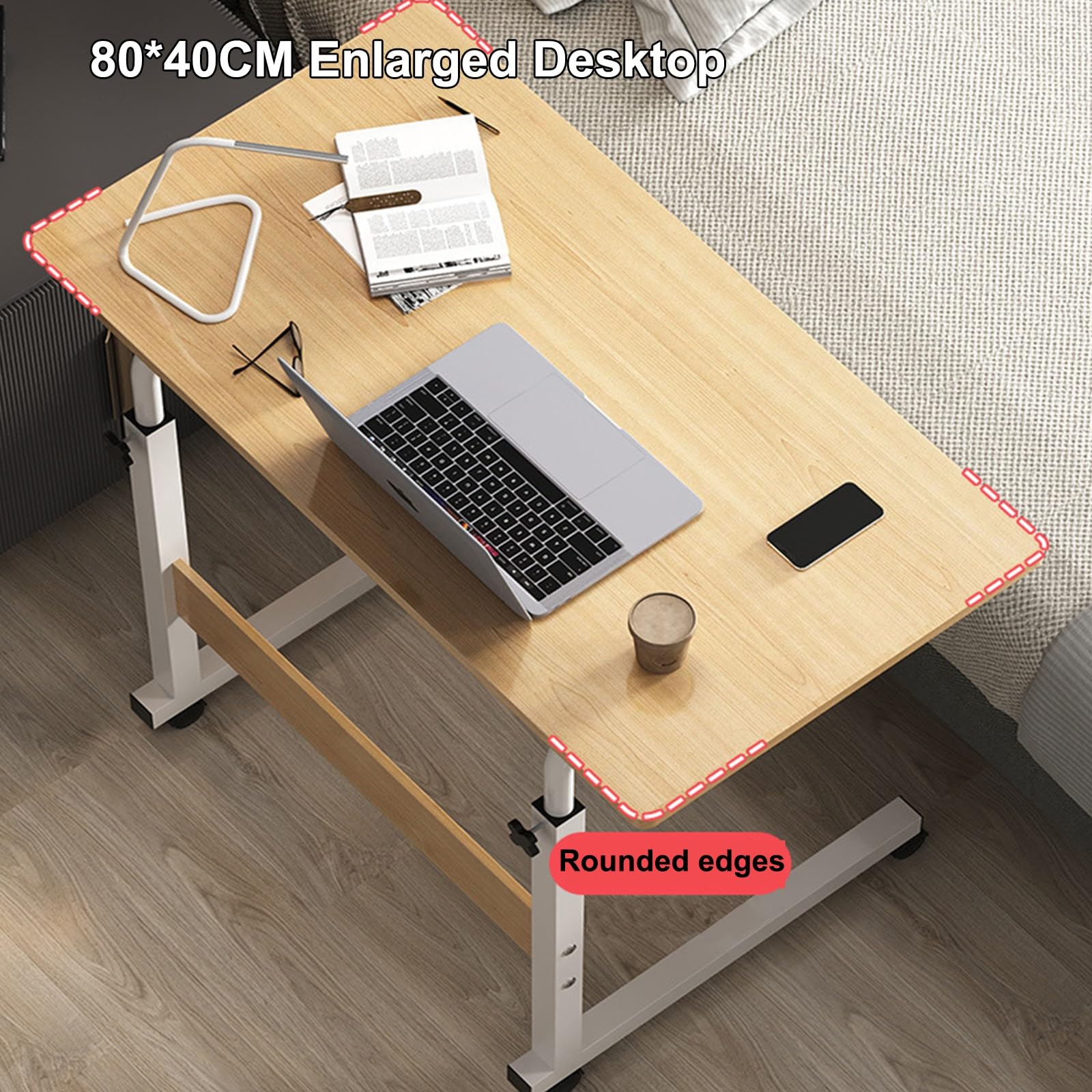 Mesa de Sala de conferenciasMesa de conferencias de Madera y Acero, Escritorio de computadora Moderno y Sencillo, Mesa elevadora Junto a la Cama, Adecuada para Dormitorio, Sala de