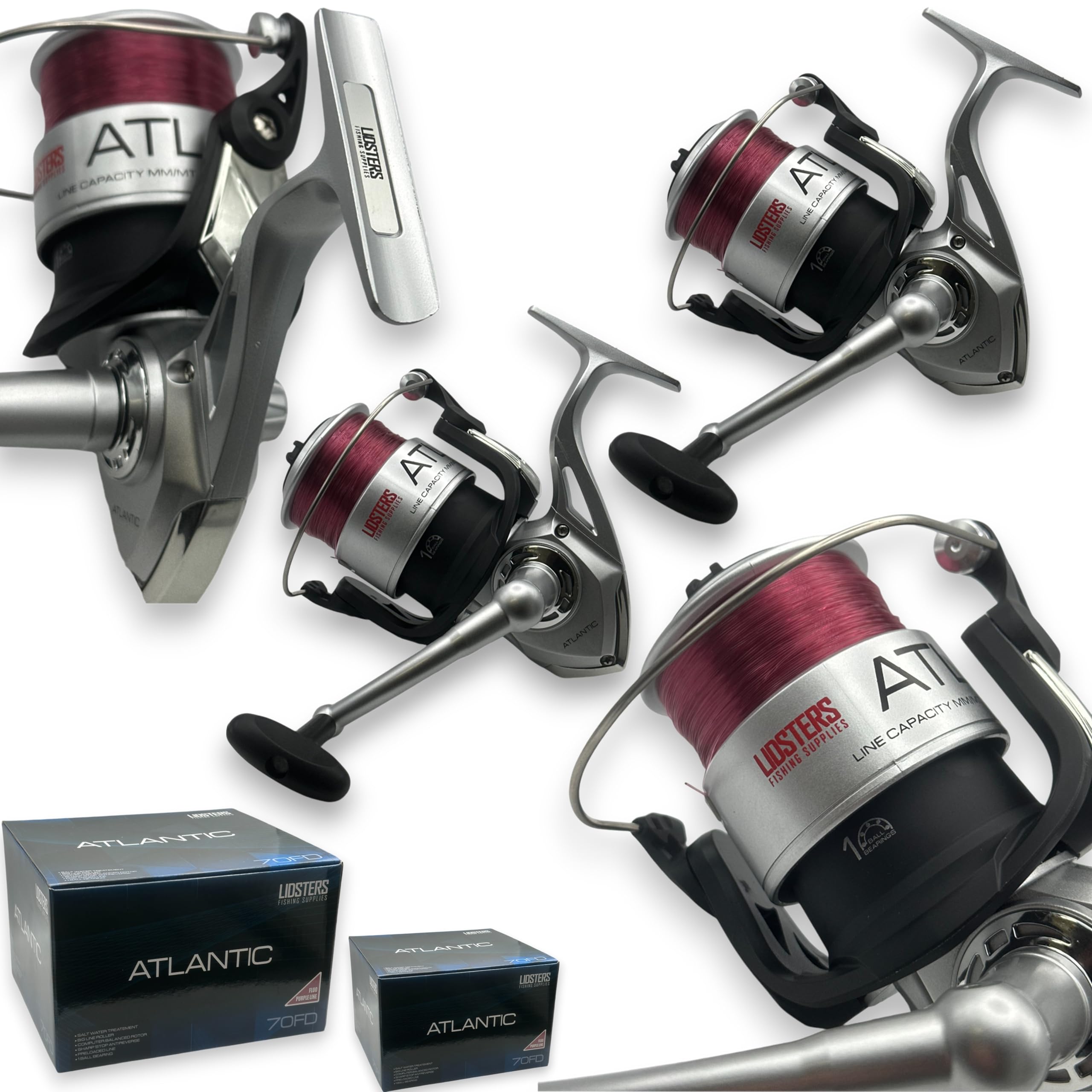 Atlantic 7000 FD - Set Di 2 Bobine Per Pesca In Mare, Colore: Giallo