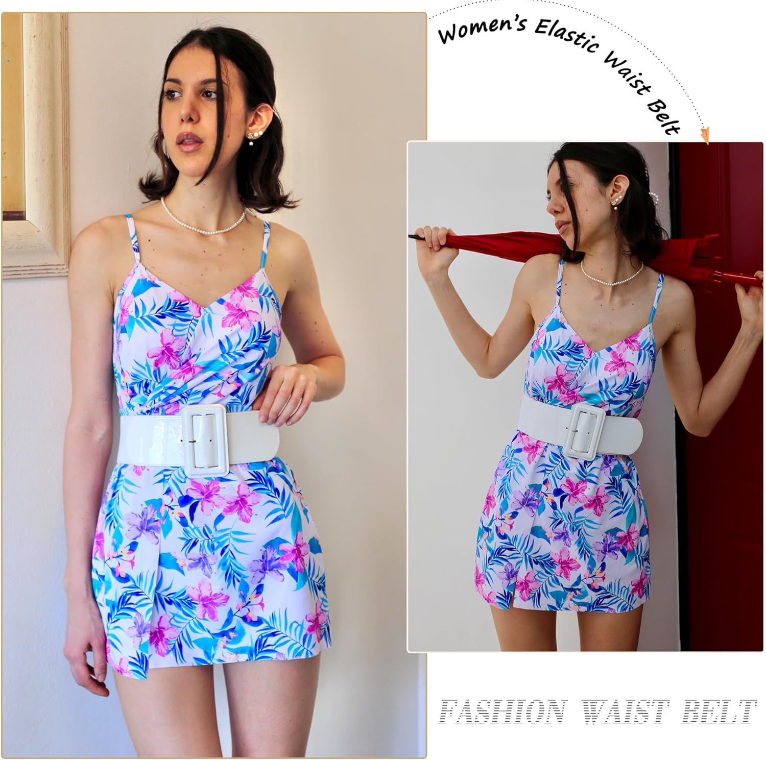 GRACE KARIN Women's Stretchy Belt 1950s 3 Inch Wide Elastic Belts - Image 4