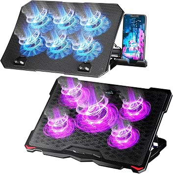 AICHESON S035 Purple Laptop Cooling Pad and Portable Computer Cooler Set