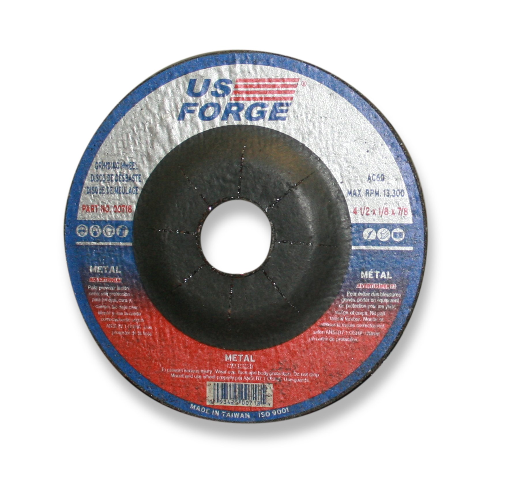 US Forge718 Flex Wheel Type 27 4-1/2-Inch by 1/8-Inch by 7/8-Inch 60 Grit