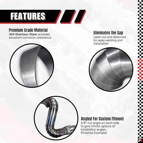 Miniatura 6 de REMTUNE Cortes de pastel de radio apretado de acero inoxidable 304 de 90 grados, 4 pulgadas (no soldados), corte y desbarbado con láser para