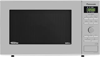 Panasonic NN-GD37HSBPQ Compact Microwave Oven with Grill and Turntable, 1000 W, 23 Litres, Inverter Power, Good for Bacon, x13 “One Touch” Programmes for easy cooking, Silver