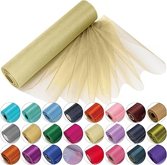 Trimming Shop 25M X 29Cm Snow Sheer Organza Rolls Ivory with Glitter Fabric - Perfect As Christmas, Wedding Or Party Decorations