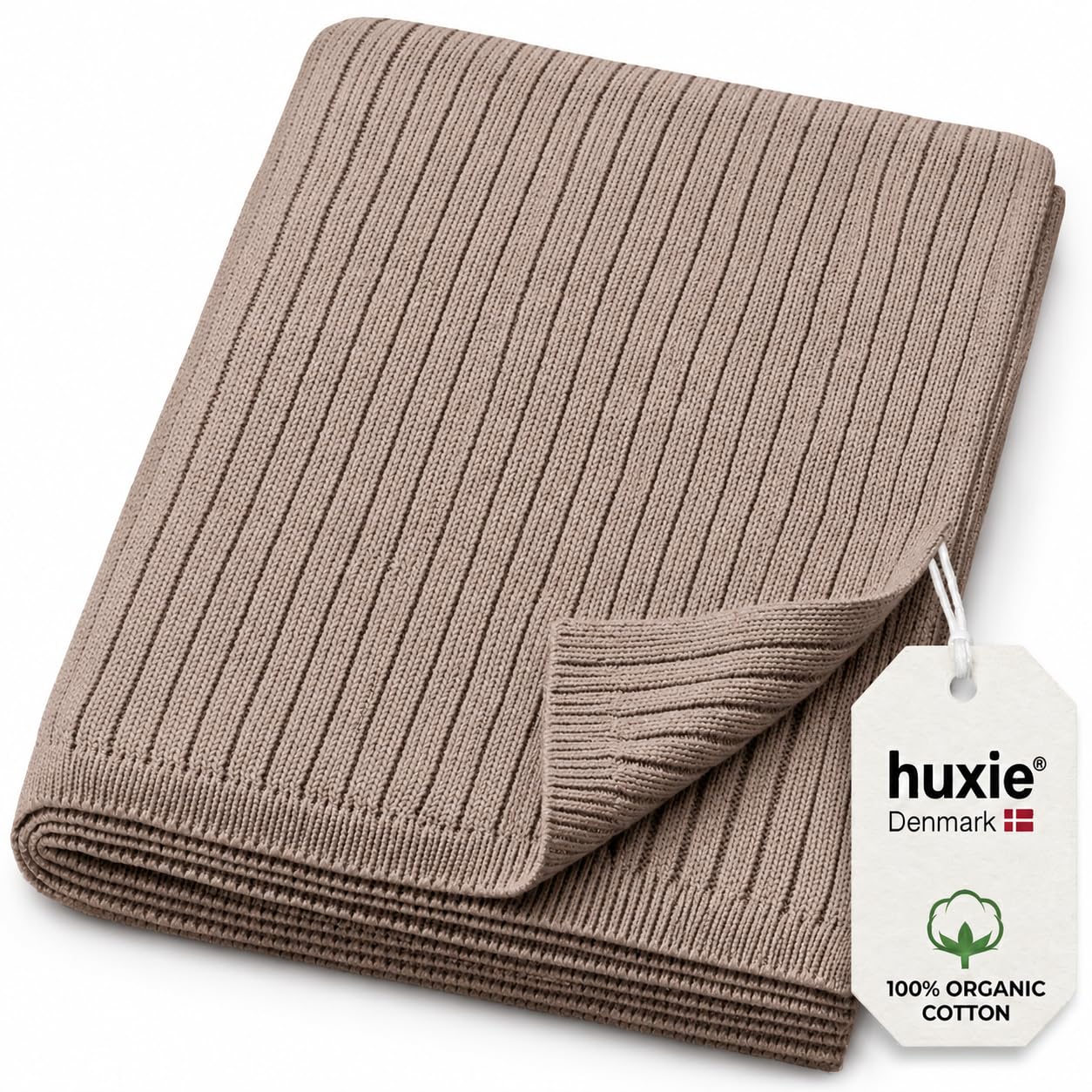 Ribbed Knit Baby Blanket – 100% Organic Cotton, Newborn Crib Quilt