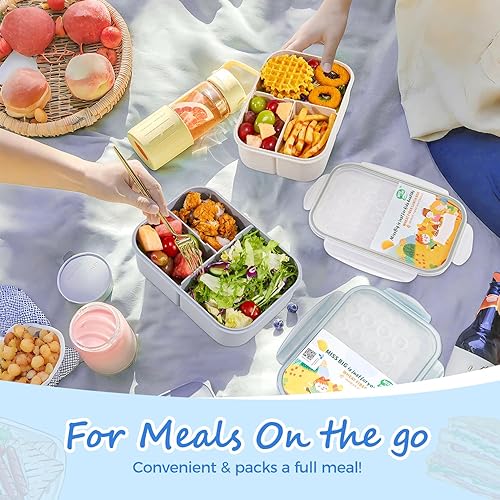 Miniatura 3 de MISS BIG Lonchera Bento para adultos, fiambrera, a prueba de fugas, sin BPA y sin tintes químicos, para lavavajillas y microondas (64.2 fl oz, gris)