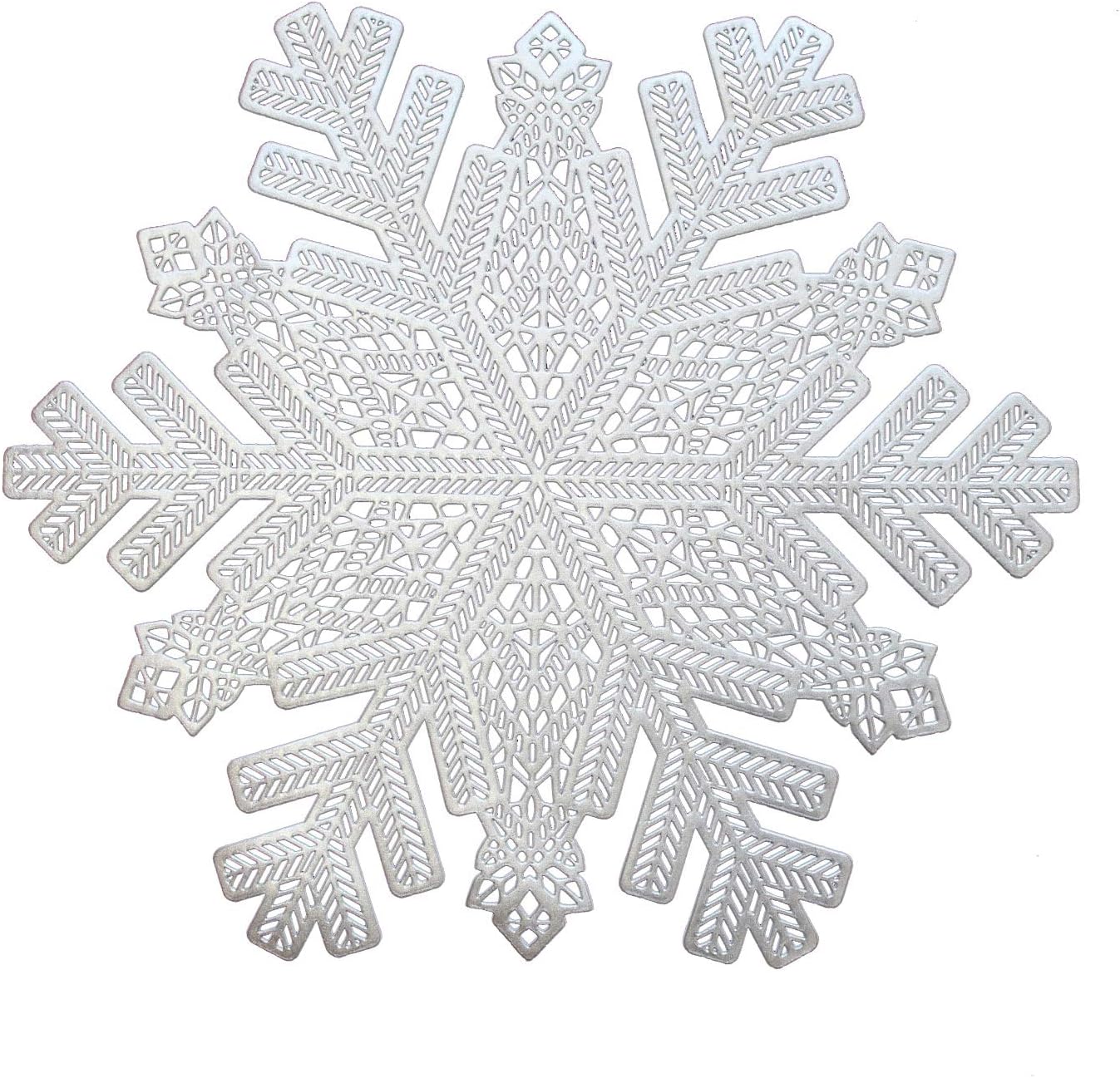 15"×17" Vinyl Metallic Christmas Placemats Hollow Out Design, Winter Placemats Set of 6, Snowflake Silver