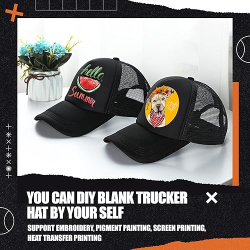 Miniatura 4 de 10 gorras de camionero en blanco para sublimación, gorra de béisbol de malla de poliéster para hombres y mujeres