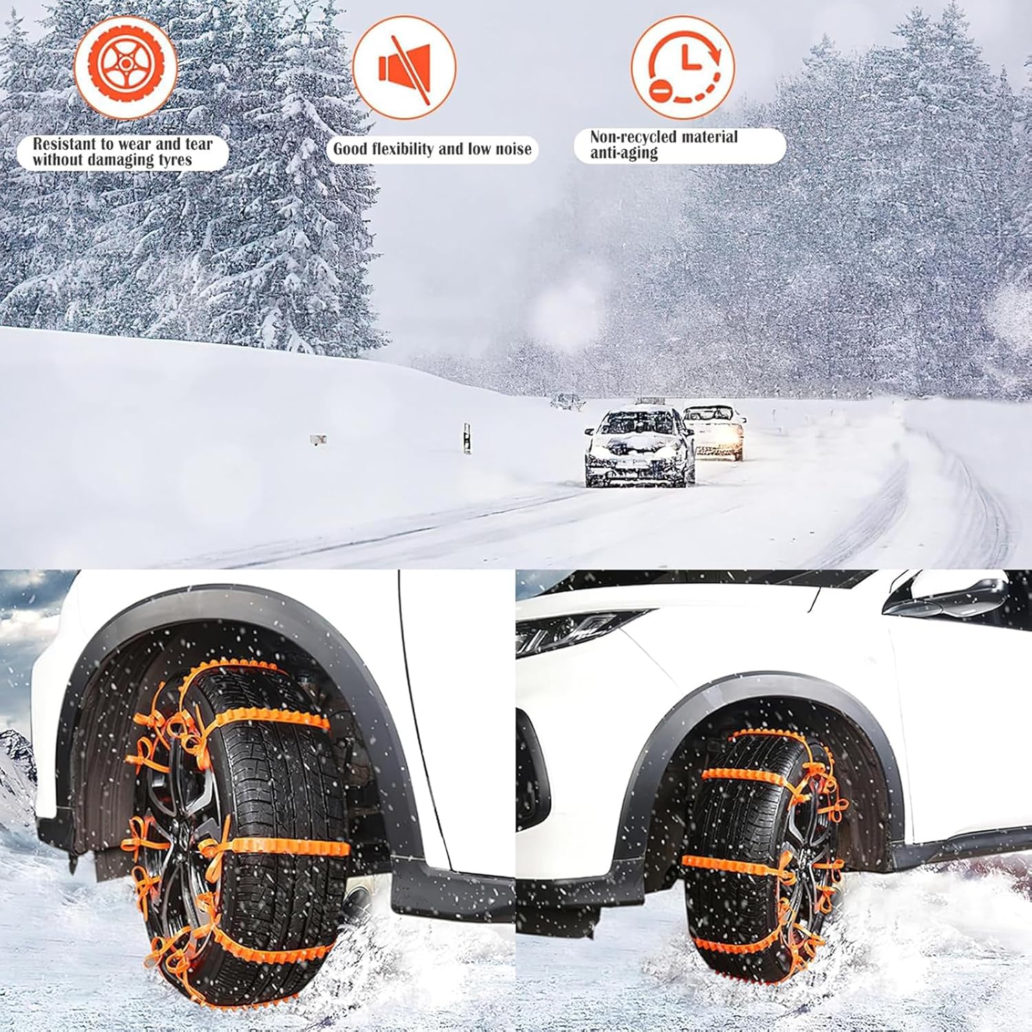 20 Pcs Car Winter Tire Snow Chains for Honda HR-V EV 2025, Adjustable Emergency Traction Aid Universal Snow Tire Chains Cable Tie Protection Accessories
