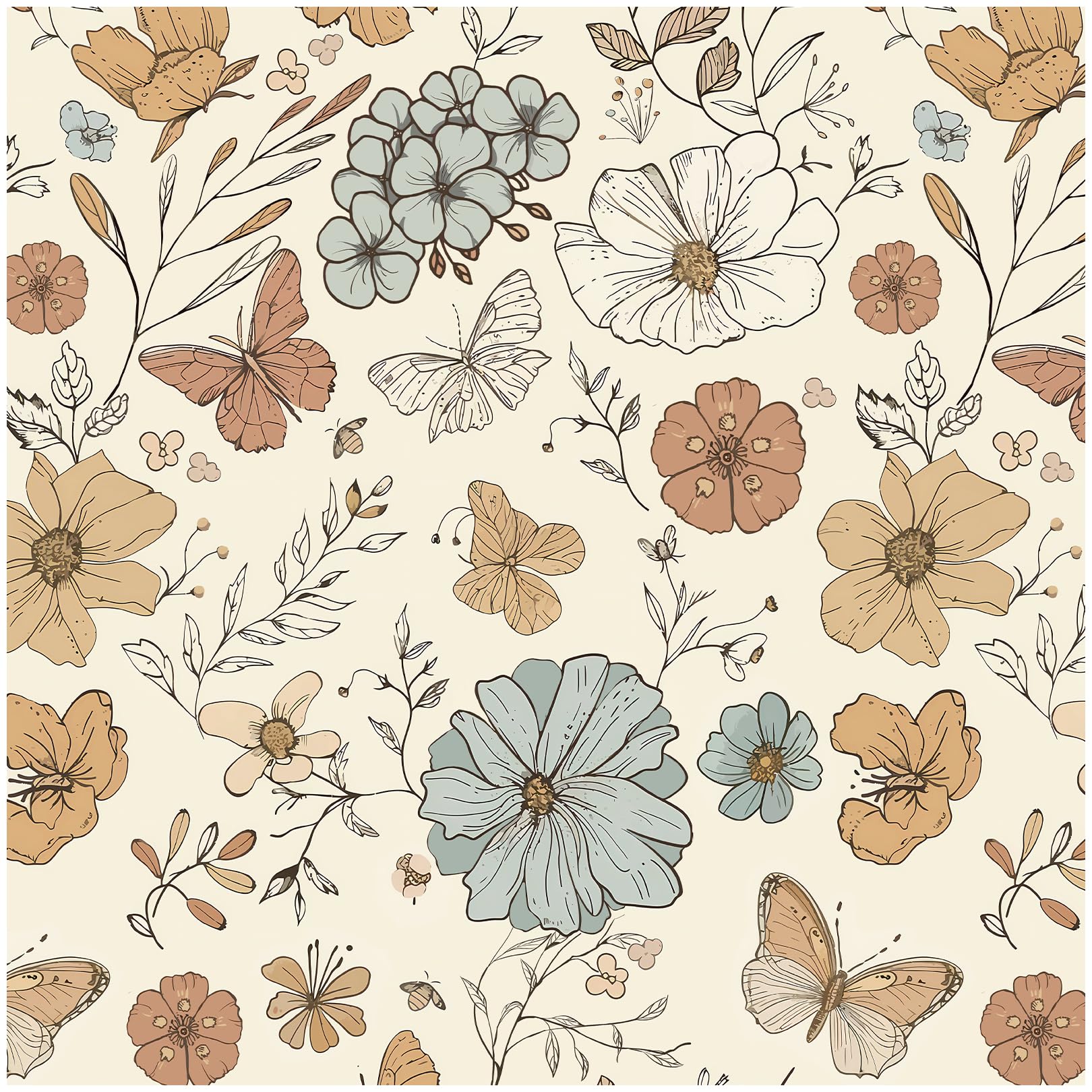 Papier peint floral bohème pour cacher les imperfections beige