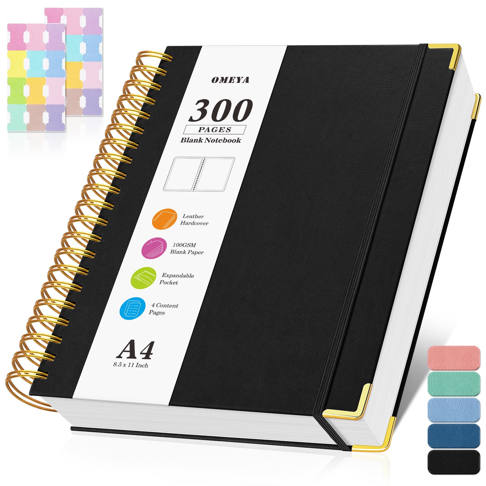 Blank Spiral Notebook: Sketch Book 8.5" X 11", Hardcover Leather Sketchbook