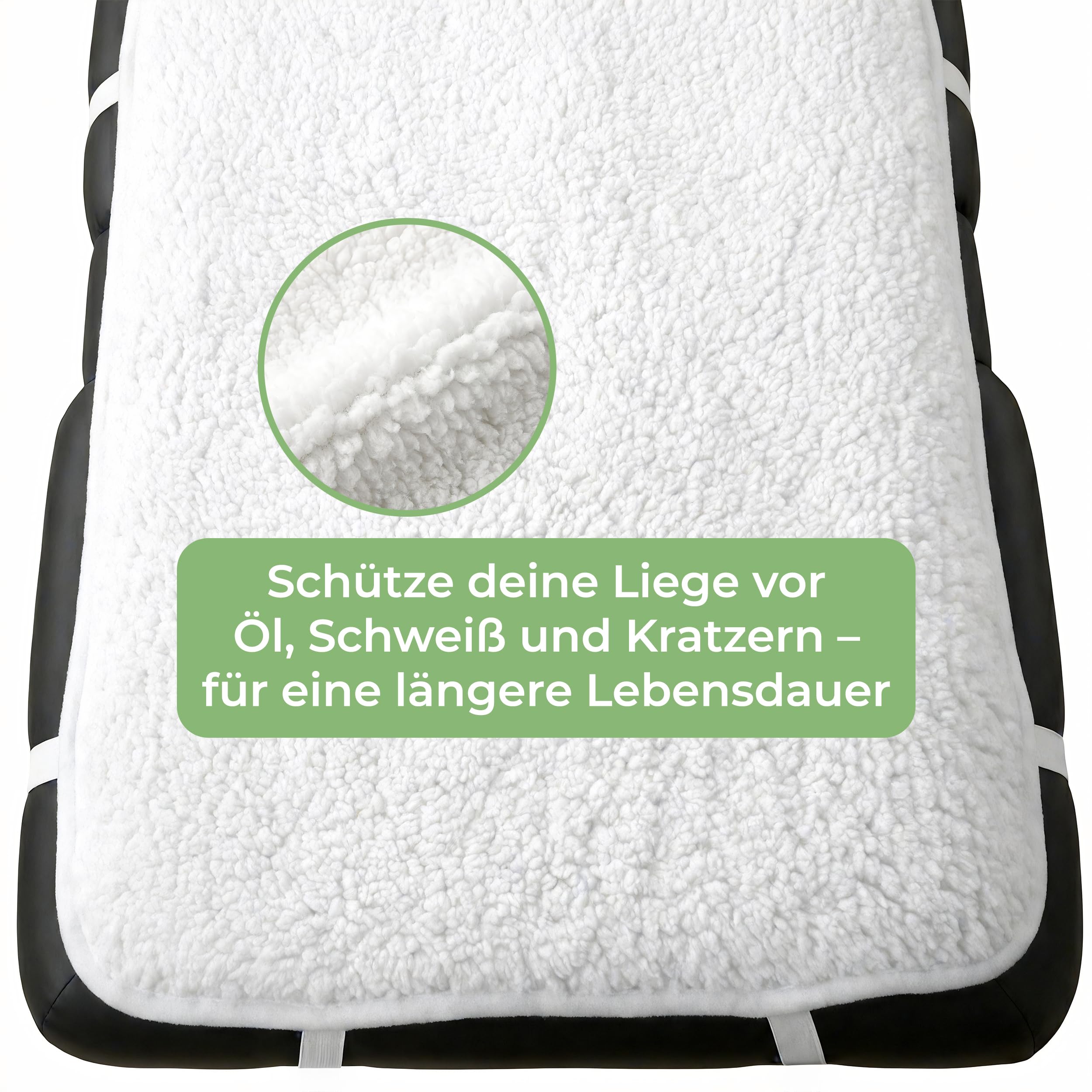 MASSAGE-EXPERT Extrawarme Vlies-Auflage für Massageliege 185 × 84 cm – rutschfest mit elastischen Eckbändern – waschbar 40 °C – Schutz & Komfortauflage