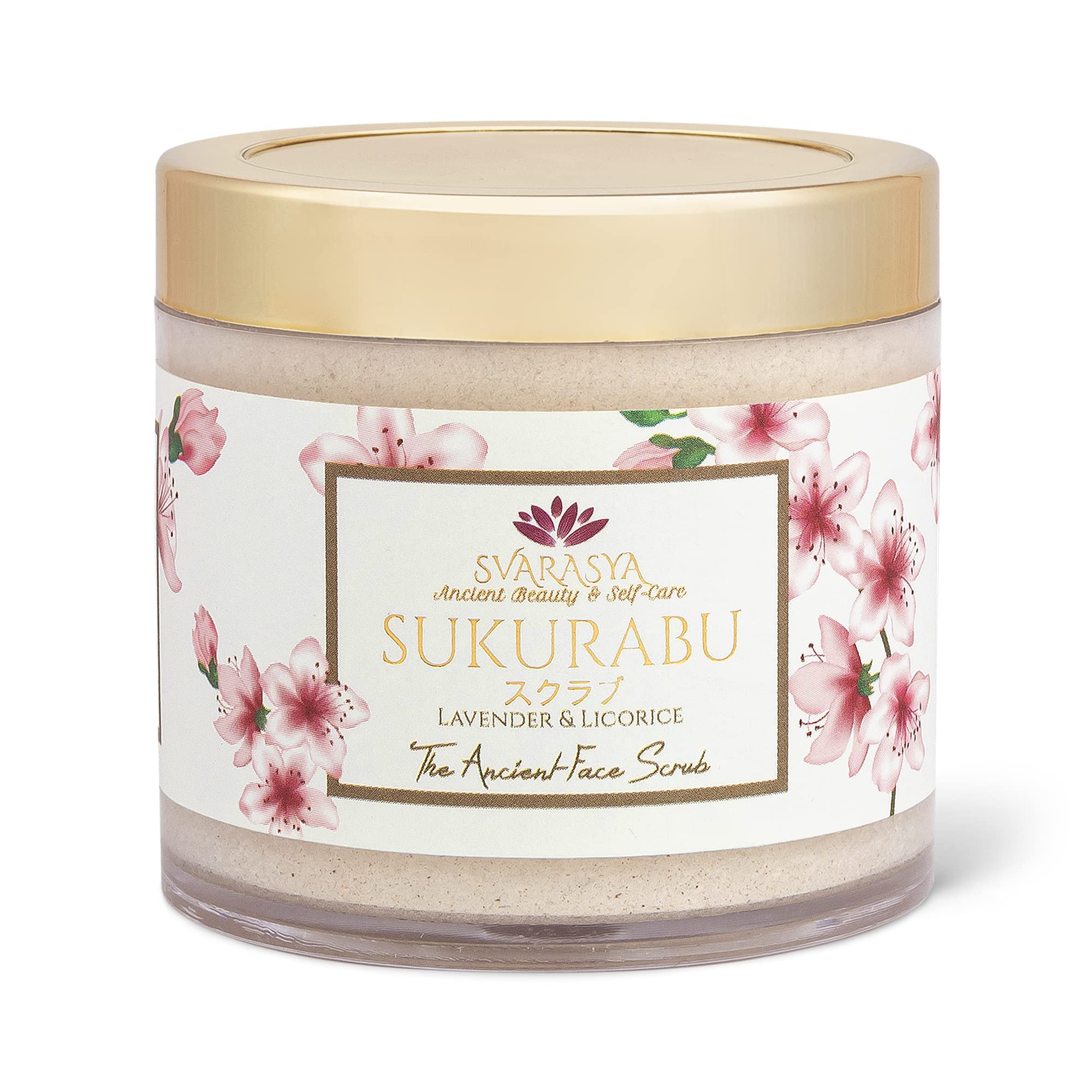 Svarasya Sukurabu - The Ancient Japanese Face Scrub for a glowing skin with Natural Ingredients (Lavender & Licorice) for Exfoliating, Nourishing, Healing & Moisturising skin | Face scrub for dirty,