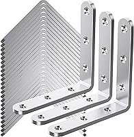 WENQUIT 25Pcs 4x4 Stainless Steel Heavy Duty L Brackets, 3MM Thick Corner Braces for Wood Furniture, Shelves, Cabinets & Bookshelves