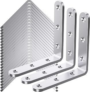 WENQUIT 25Pcs 4x4 Stainless Steel Heavy Duty L Brackets, 3MM Thick Corner Braces for Wood Furniture, Shelves, Cabinets & Bookshelves