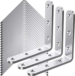 25Pcs Stainless Steel Angle Brackets, 4"x 4" Heavy Duty Corner Brackets, Metal Corner Braces