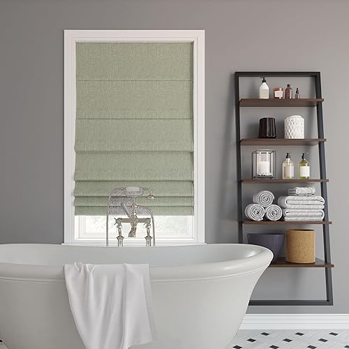 Miniatura 5 de Sun Zero Preble Persiana romana sin cordón texturizada, 100% opaca, 35 x 64 pulgadas, verde salvia