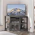 DWVO Farmhouse Corner TV Stand for Living Room, TV Stand for 55 Inch TV, Entertainment Center with Storage and Power Outlet, TV Console Cabinet, Grey Oak