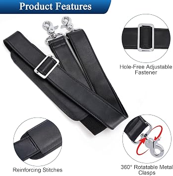 TIDING Genuine Leather Shoulder Strap Replacement for Laptop Briefcase